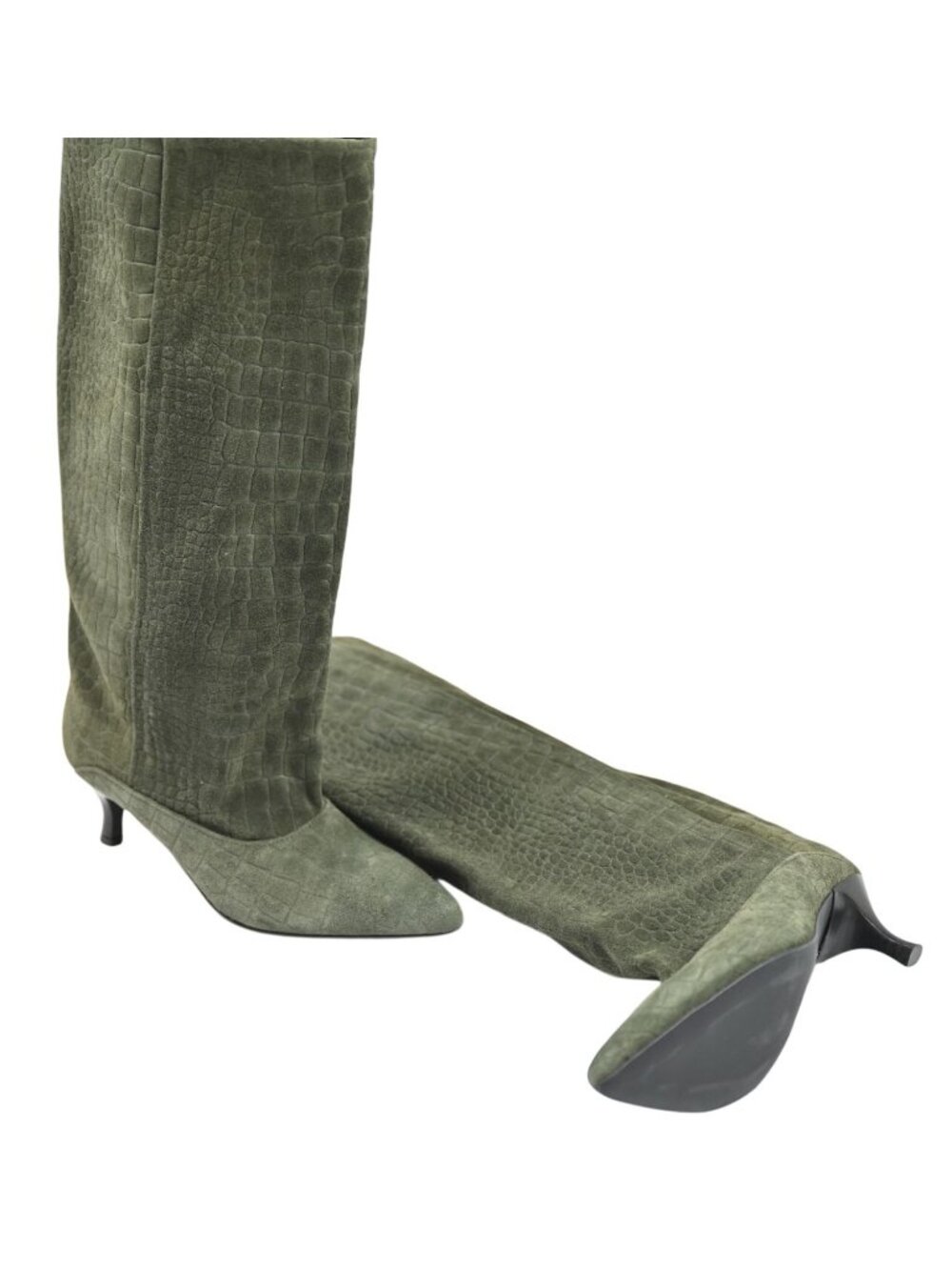 Dolce Vita Roxla Croco Embossed Leather Boots in Olive